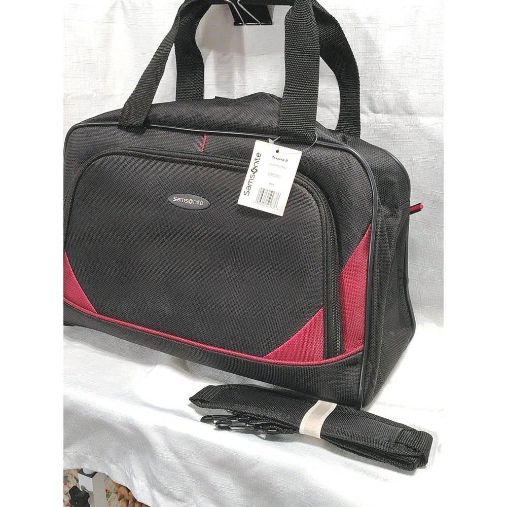 Samsonite Tessera II Boarding Travel Carry-On Bag Black/Red Handled & Strap 17"
